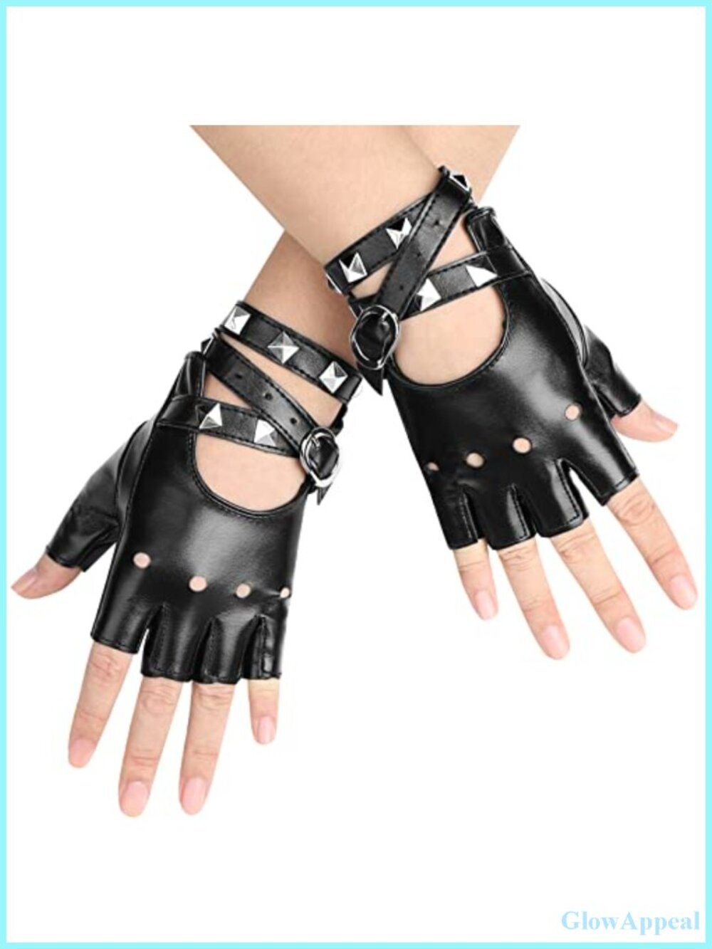 Fingerless Leather Gloves for Women Driving Cycling Sports Cosplay Half Finger